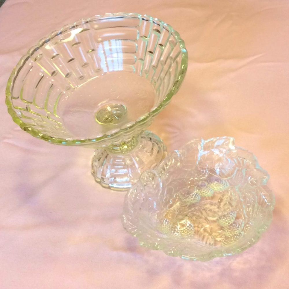 FINAL SALE PRICE Geometric Compote Plus Berry & Leaf Bowl
